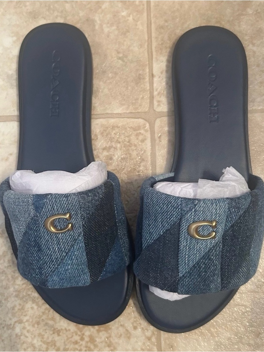 NEW Coach Holly Quilted Patch Denim Sandal Size 6.5